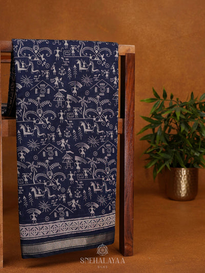Navy Blue Modal Silk Saree
