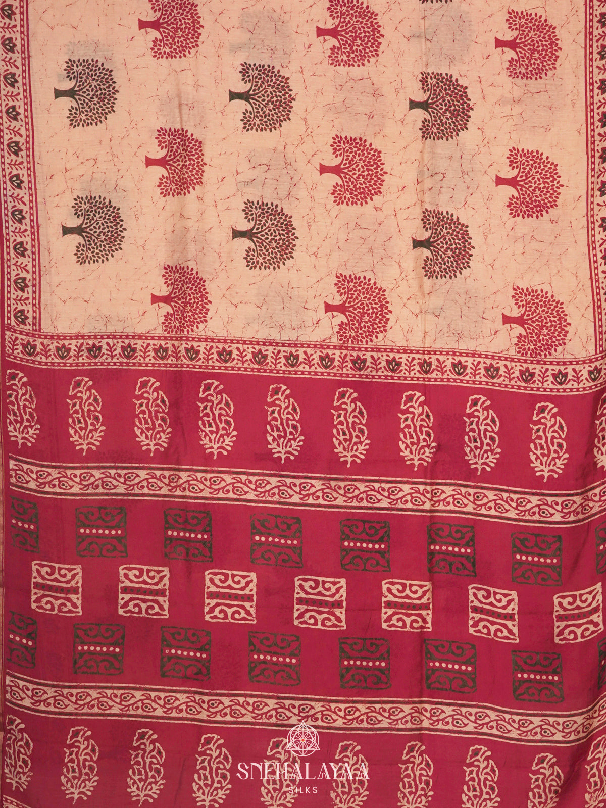 Cream Modal Silk Saree