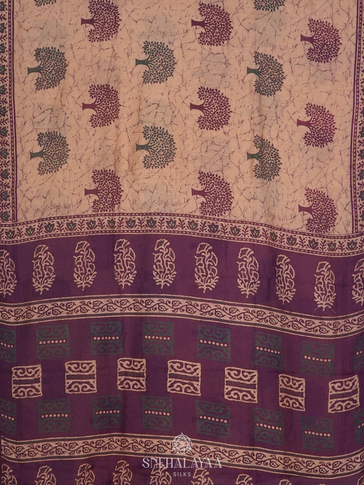 Cream Modal Silk Saree