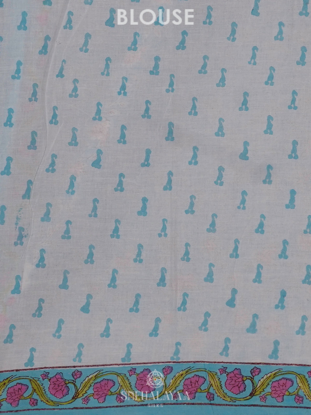 Sky Blue Jaipur Cotton Saree