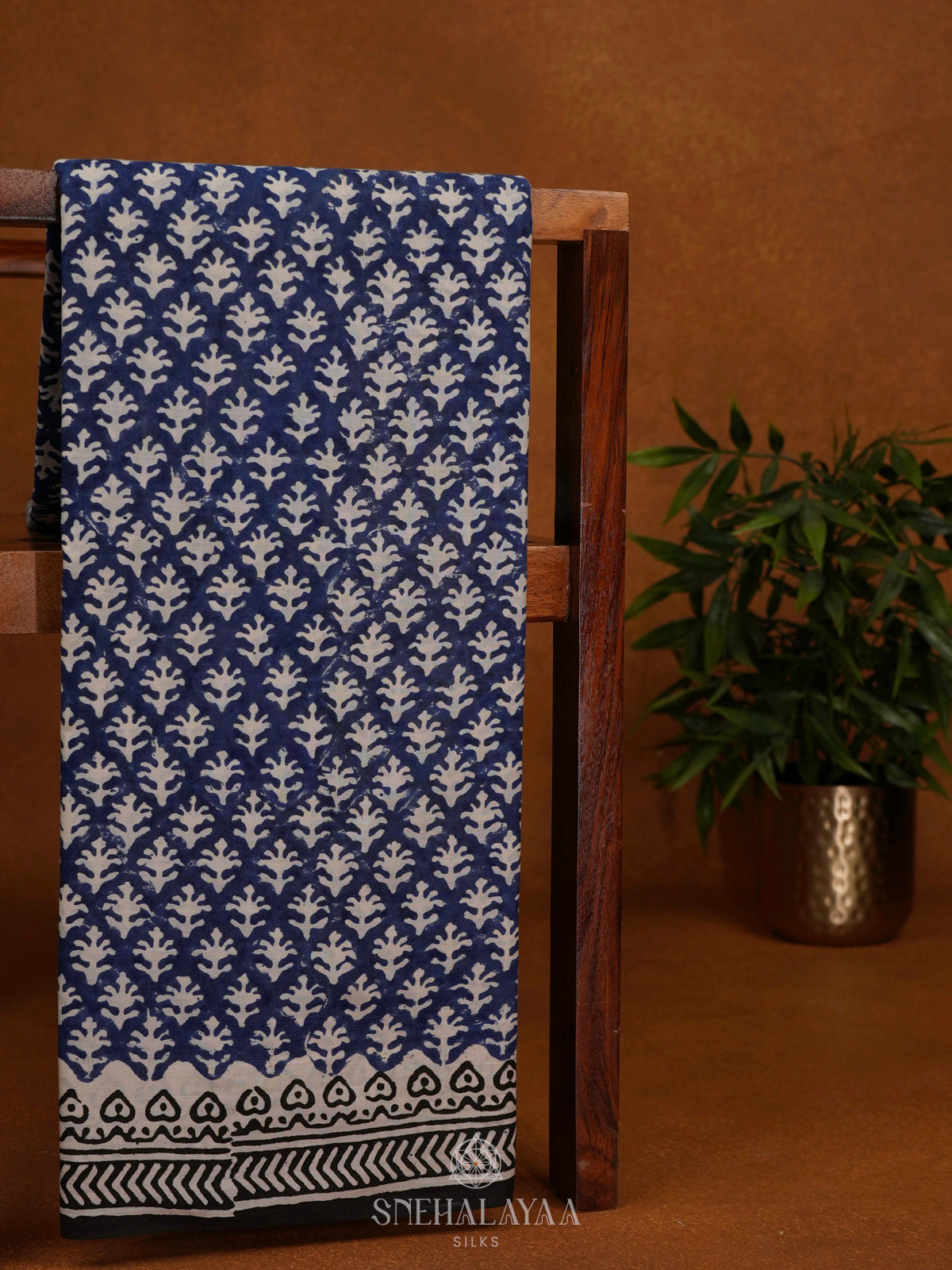 Navy Blue Jaipur Cotton Saree