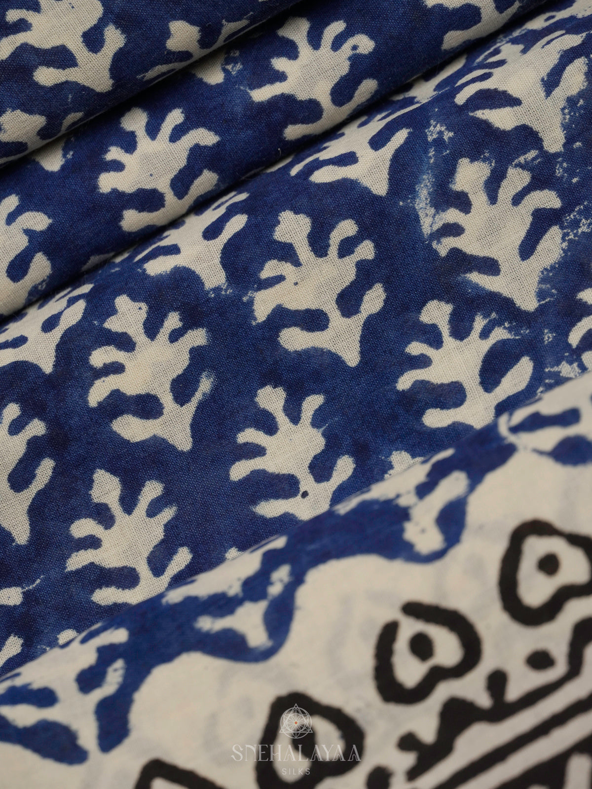Navy Blue Jaipur Cotton Saree