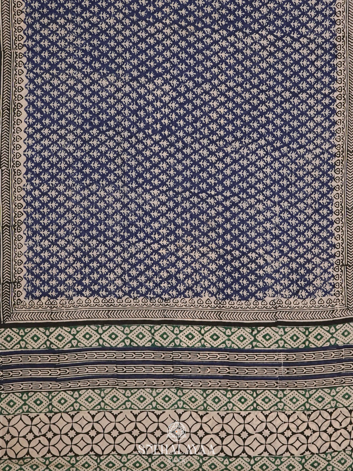 Navy Blue Jaipur Cotton Saree