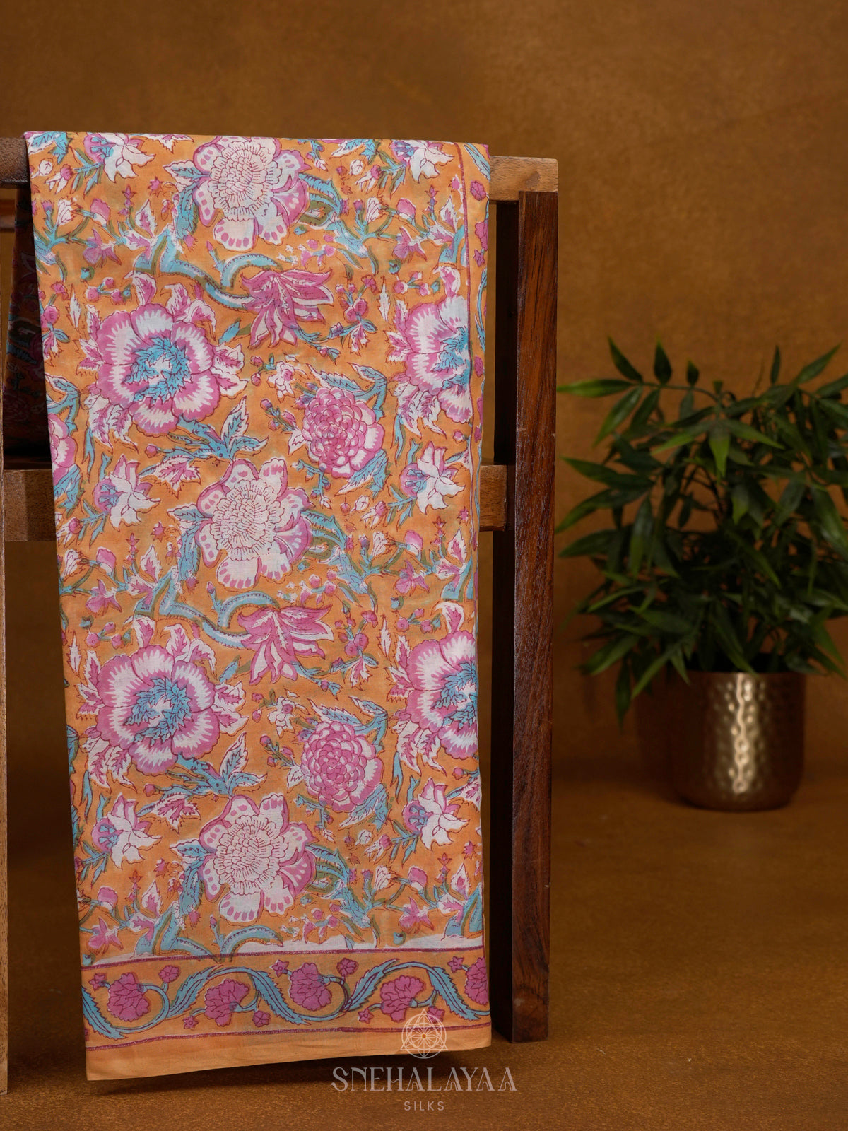 Pale Orange Jaipur Cotton Saree