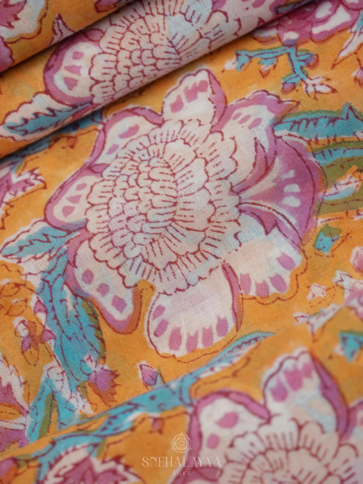 Pale Orange Jaipur Cotton Saree