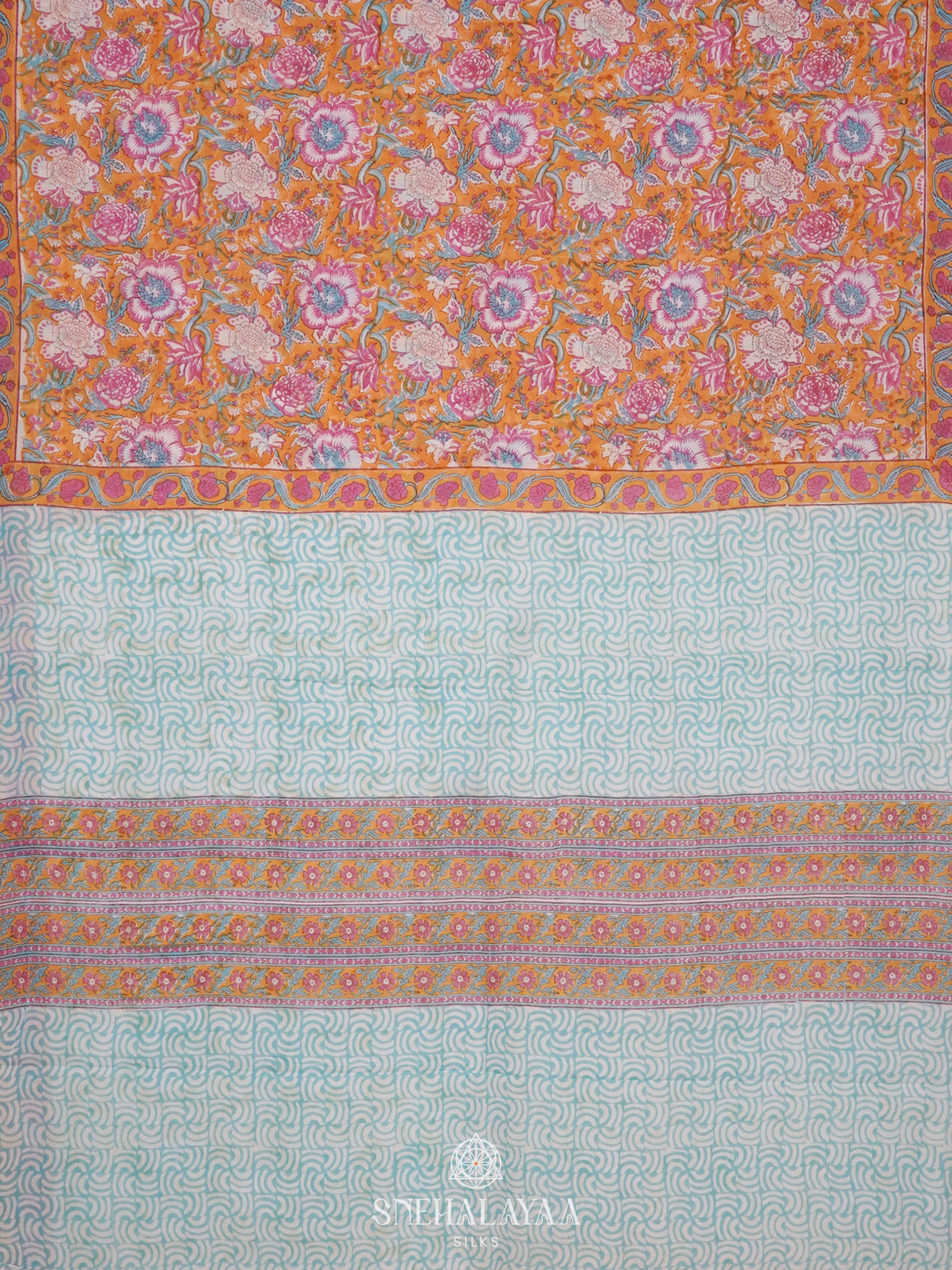 Pale Orange Jaipur Cotton Saree