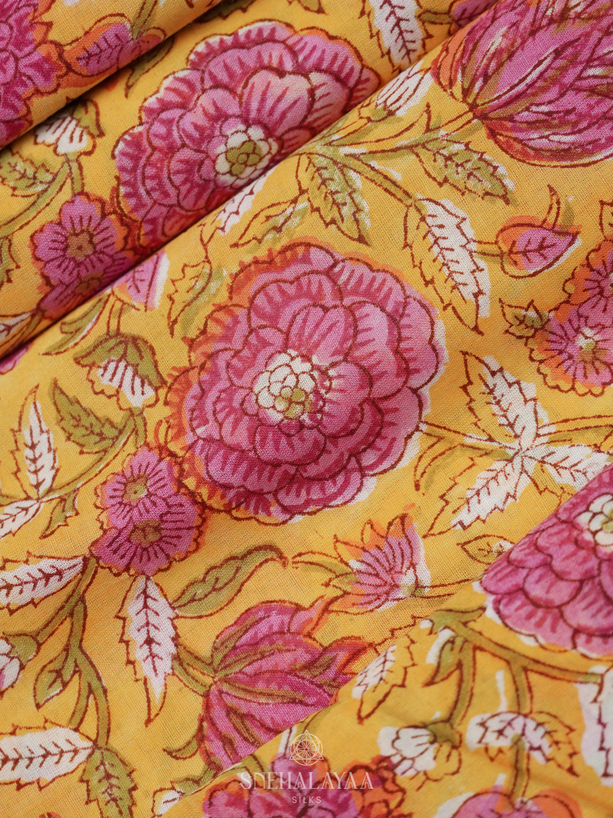 Pale Yellow Jaipur Cotton Saree