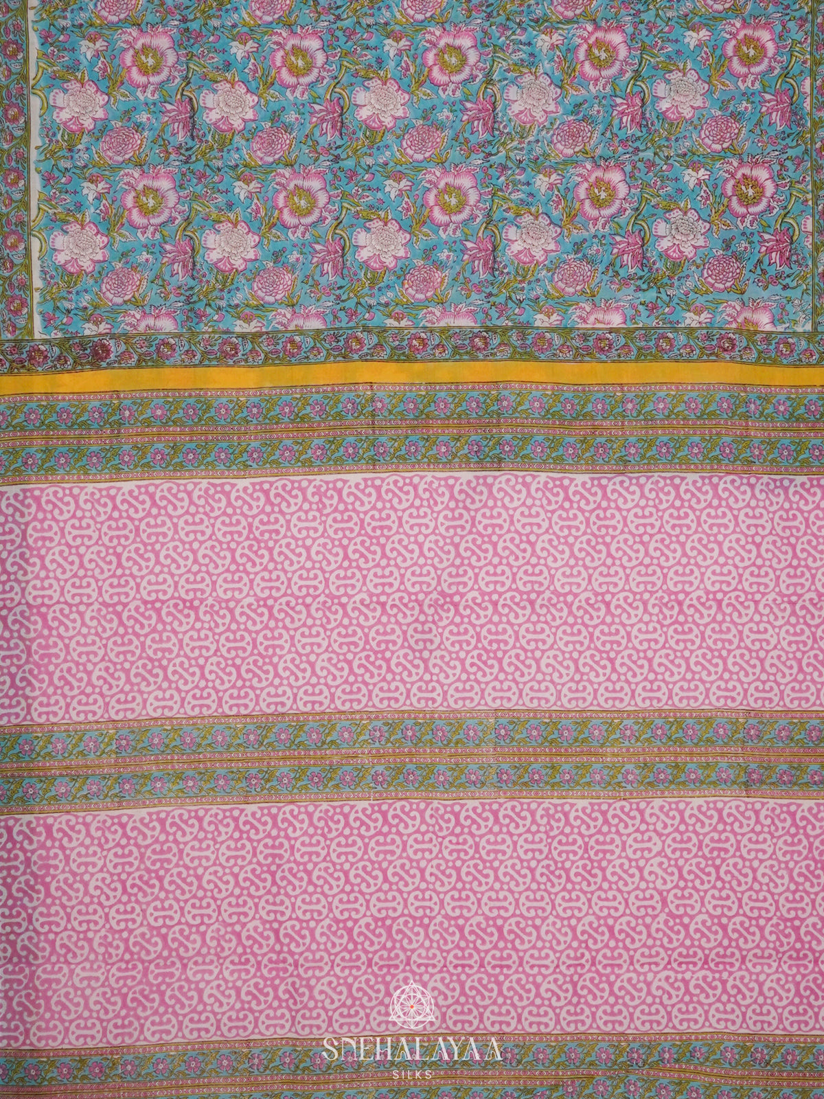 Sky Blue Jaipur Cotton Saree