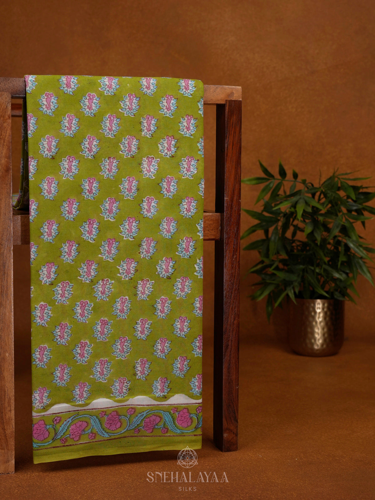 Olive Green Jaipur Cotton Saree
