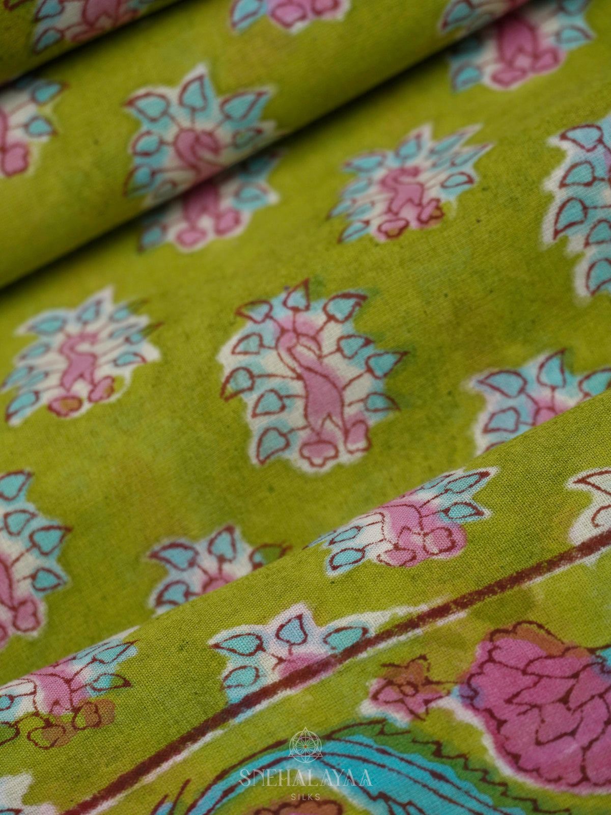 Olive Green Jaipur Cotton Saree