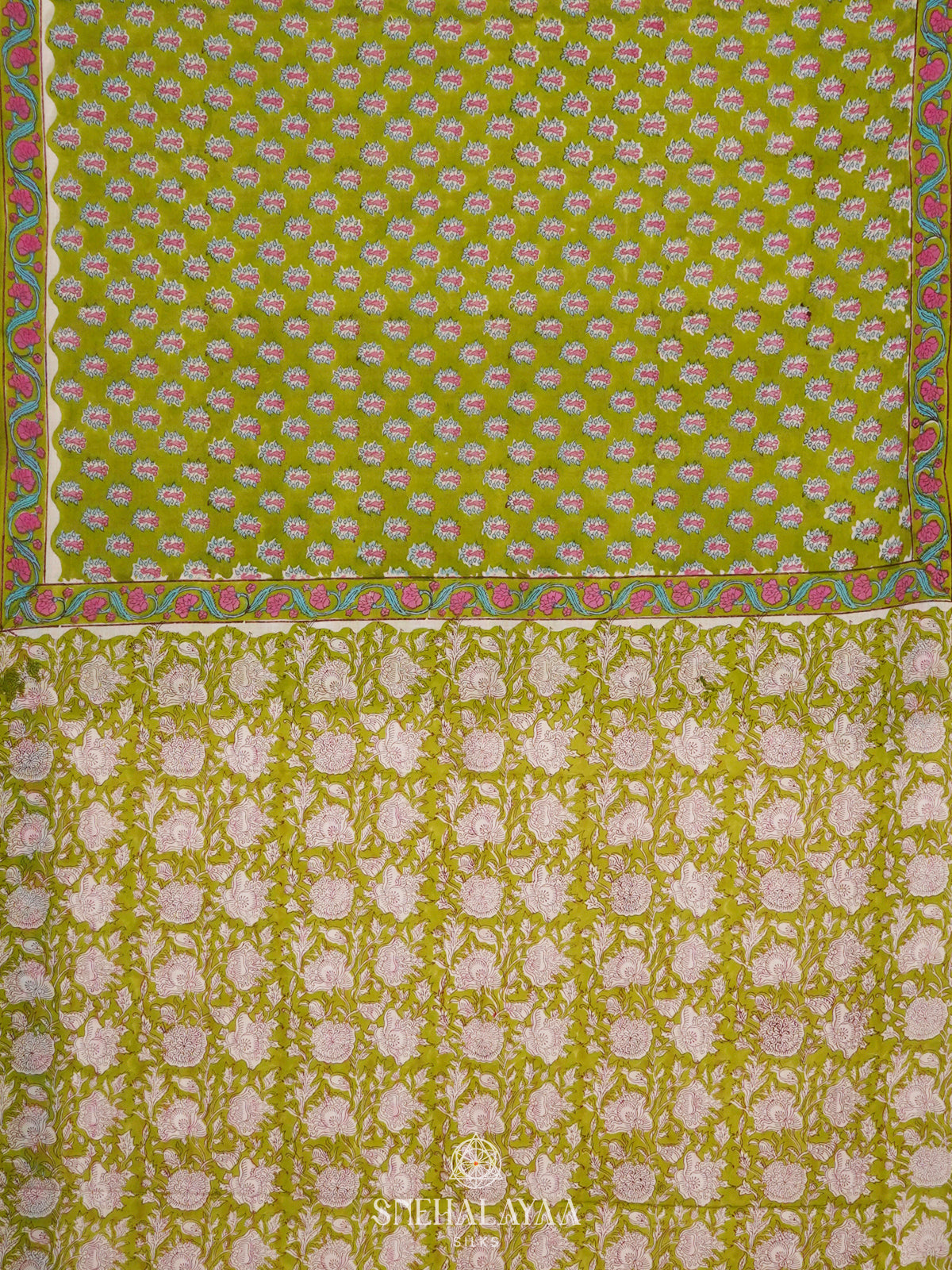 Olive Green Jaipur Cotton Saree