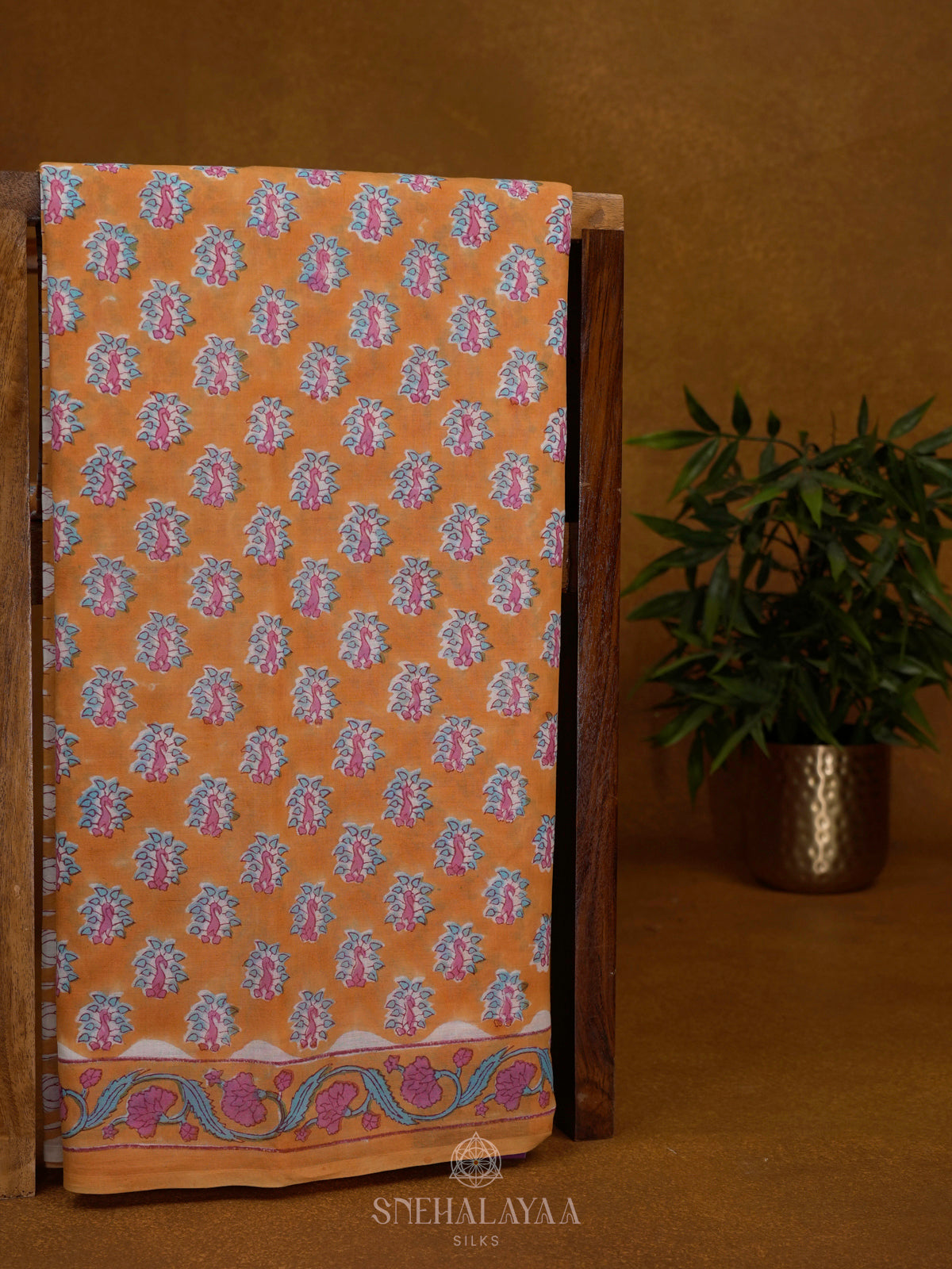 PaleOrange Jaipur Cotton Saree