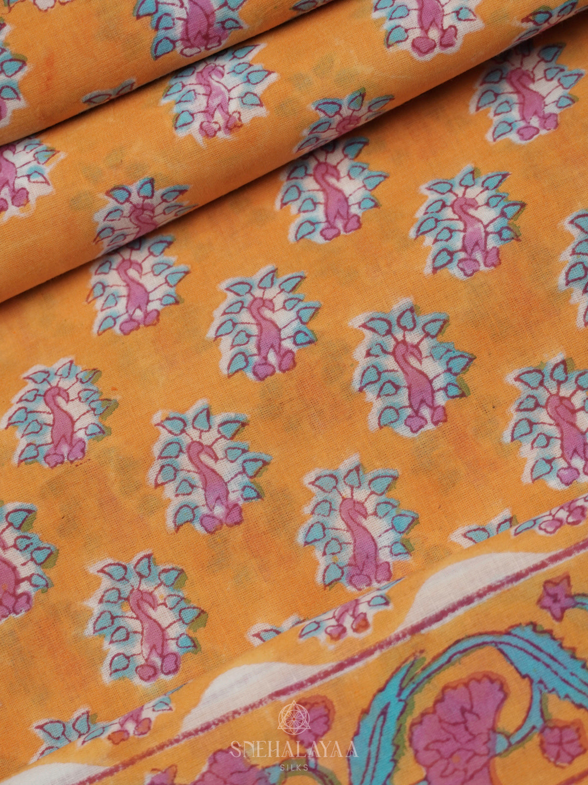 PaleOrange Jaipur Cotton Saree