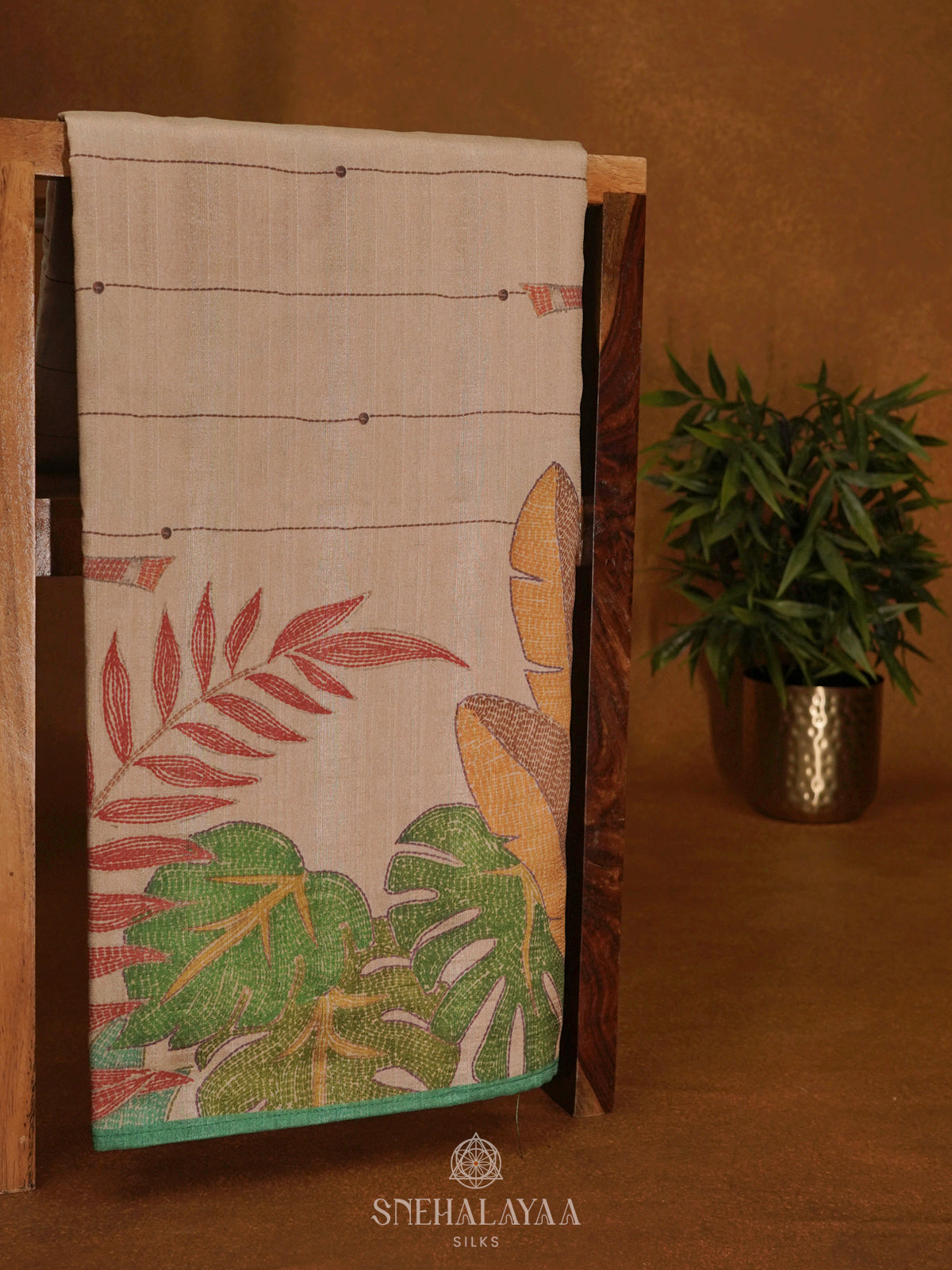 Cream Tussar Saree