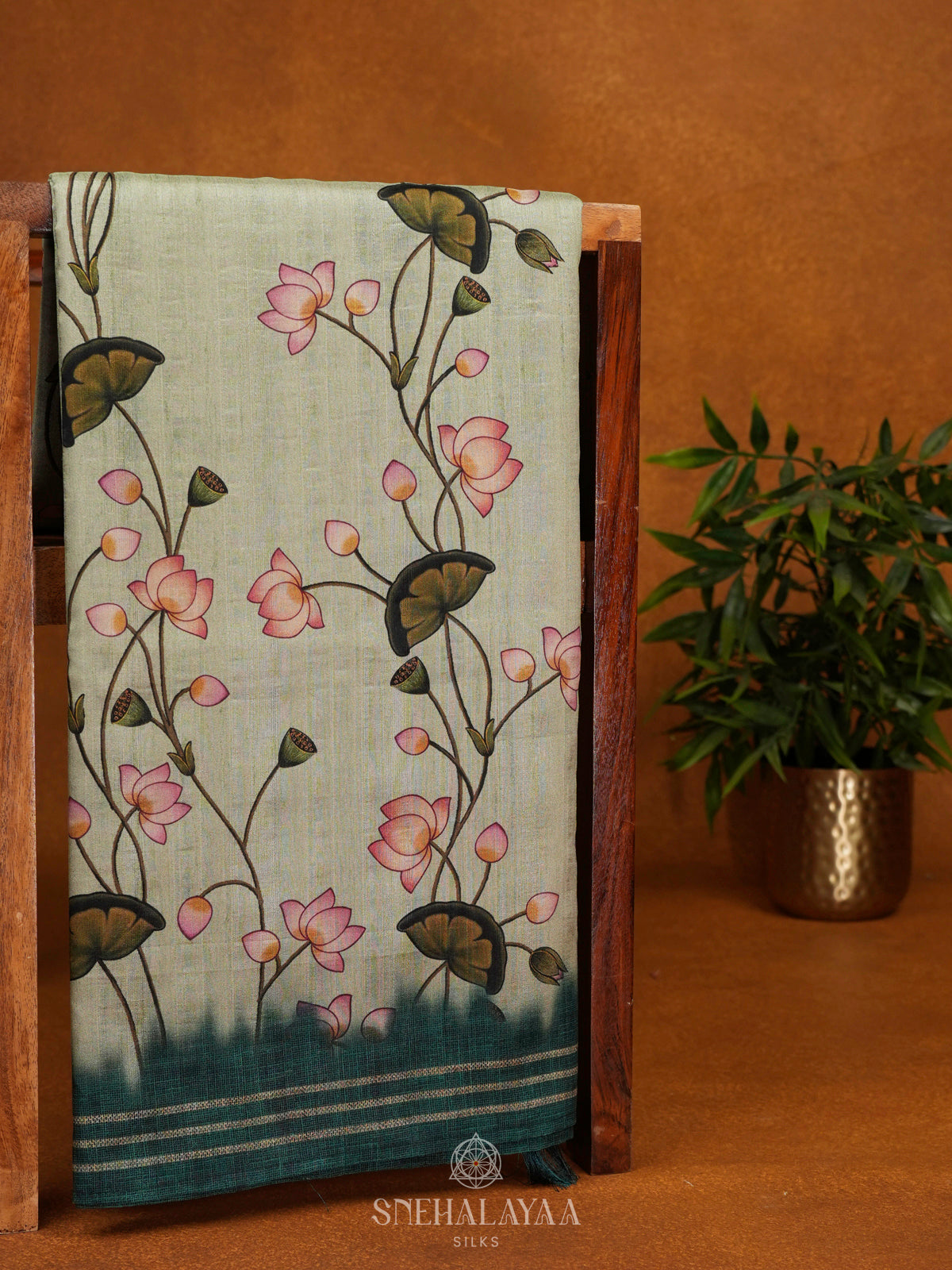 Pale Green Tussar Saree