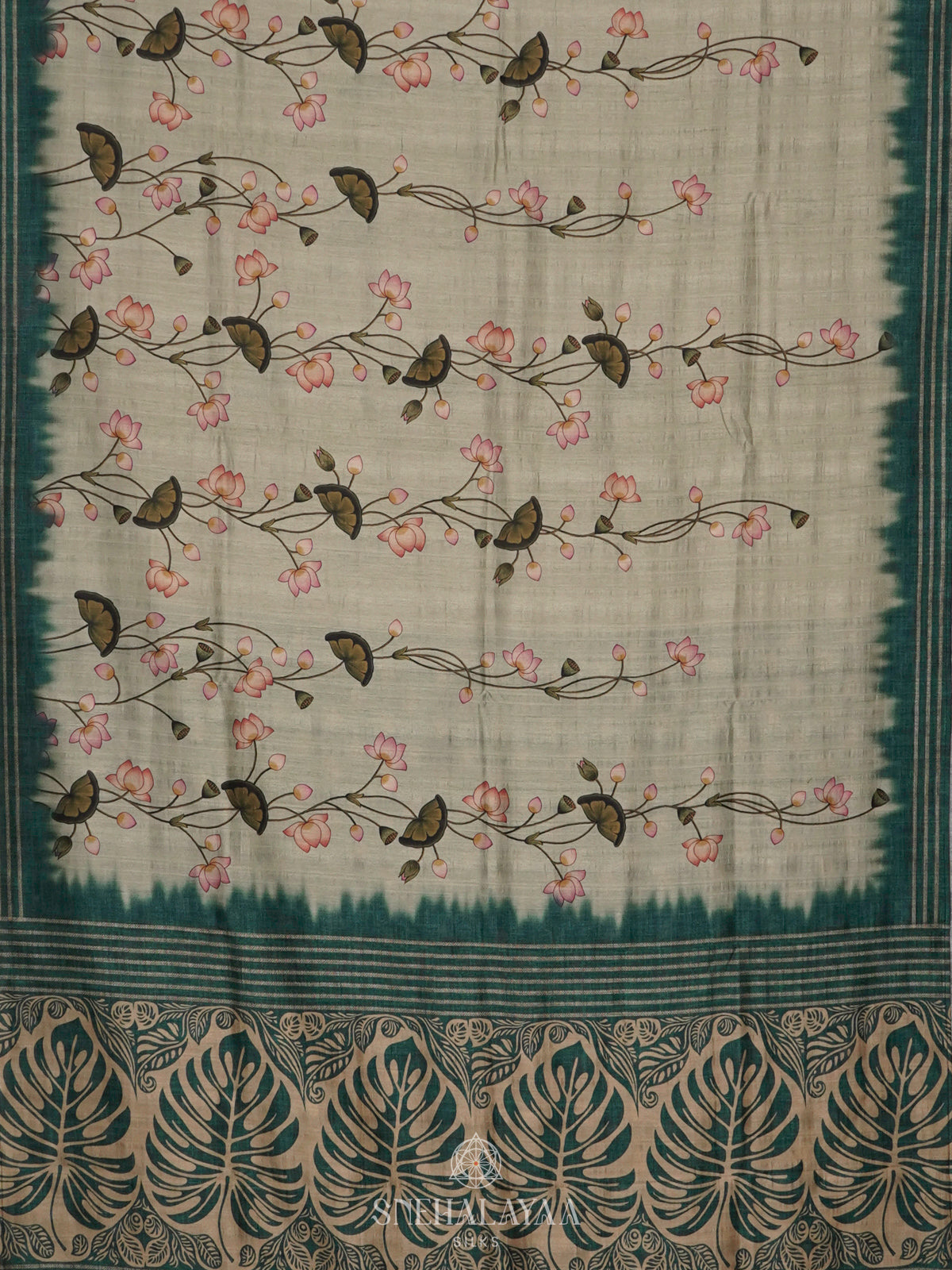 Pale Green Tussar Saree