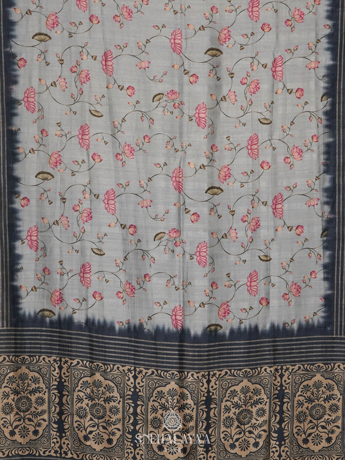 Pale Blue Tussar Saree