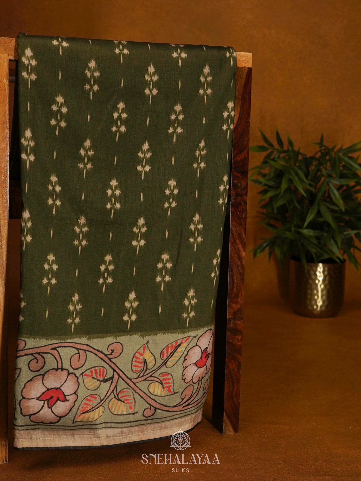 Olive Green Tussar Saree
