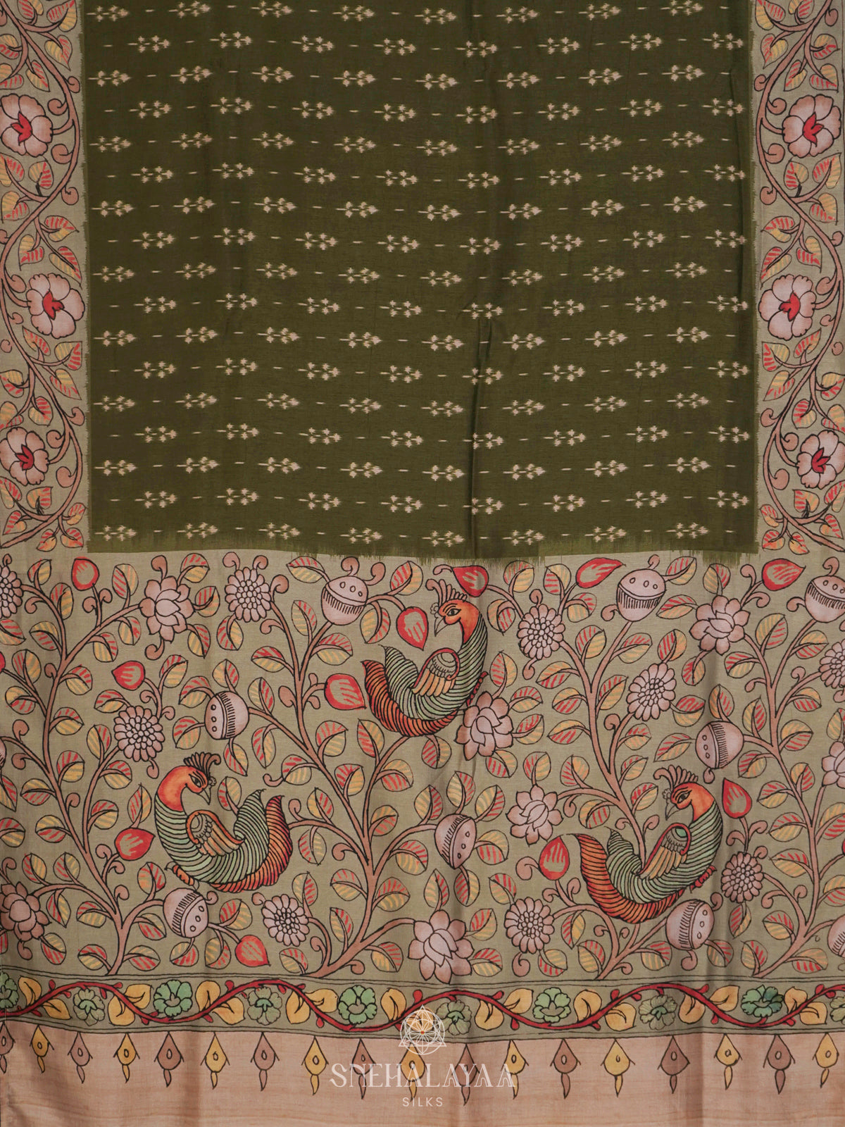 Olive Green Tussar Saree