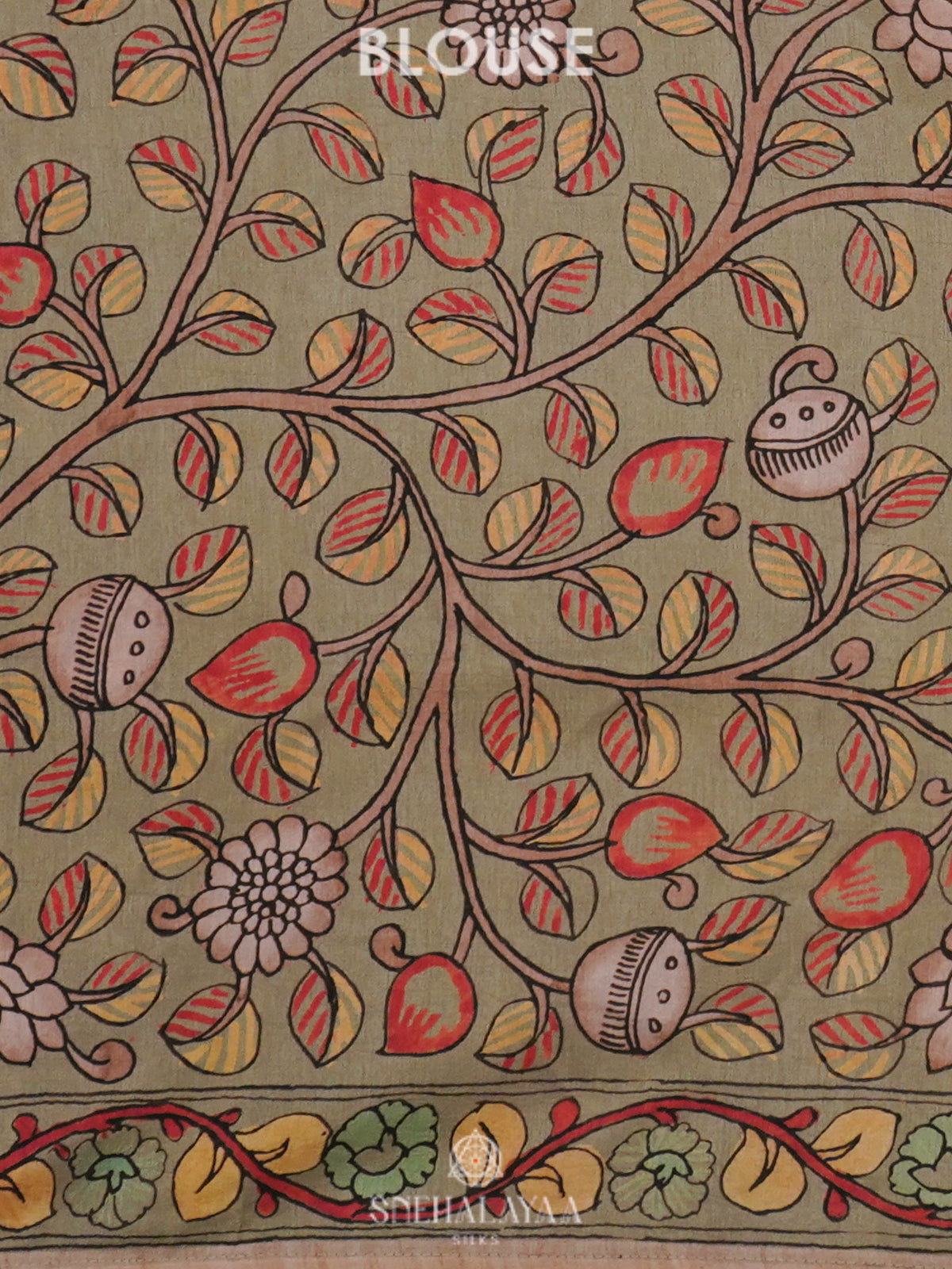 Olive Green Tussar Saree