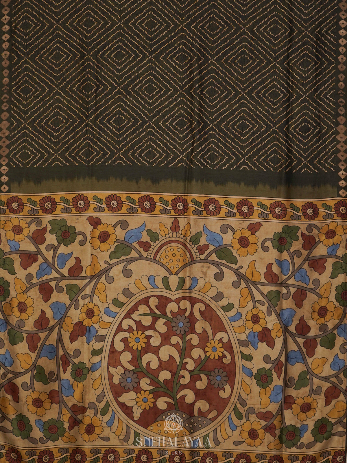 Olive Green Tussar Saree
