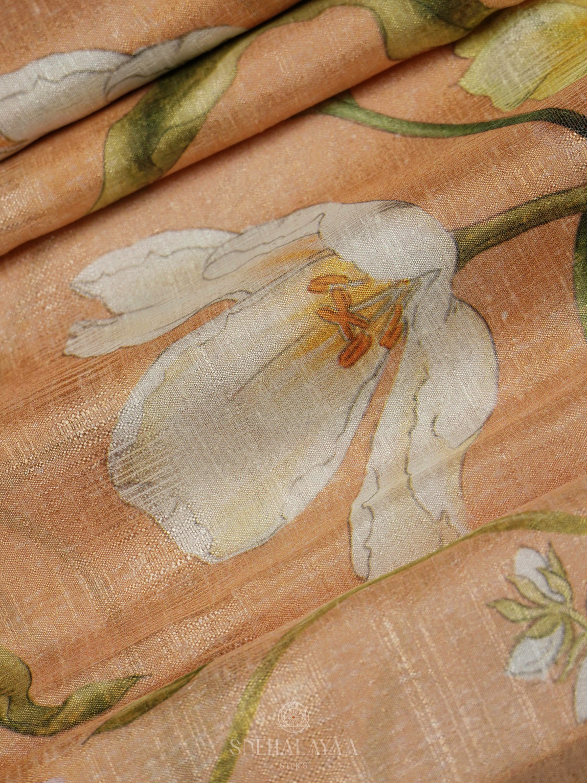 Pale Orange Tussar Saree