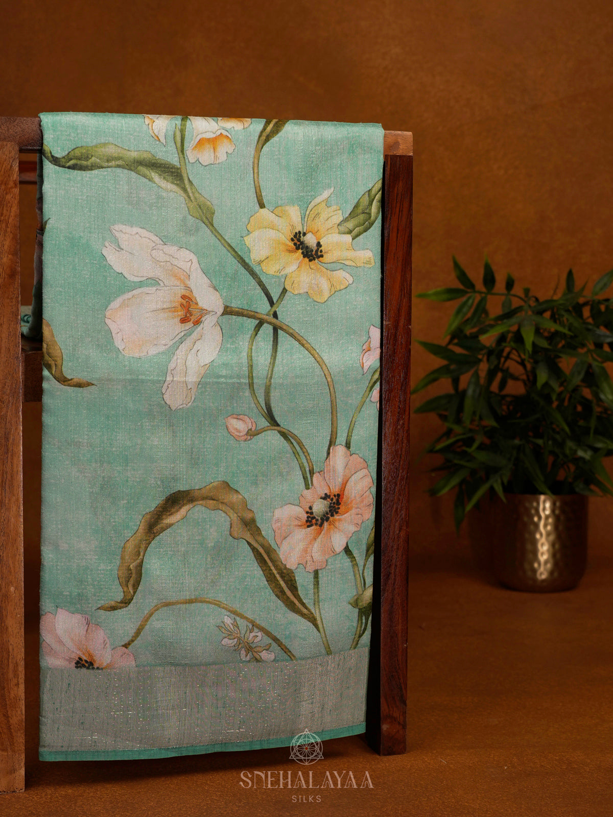 Mint Green Tussar Saree