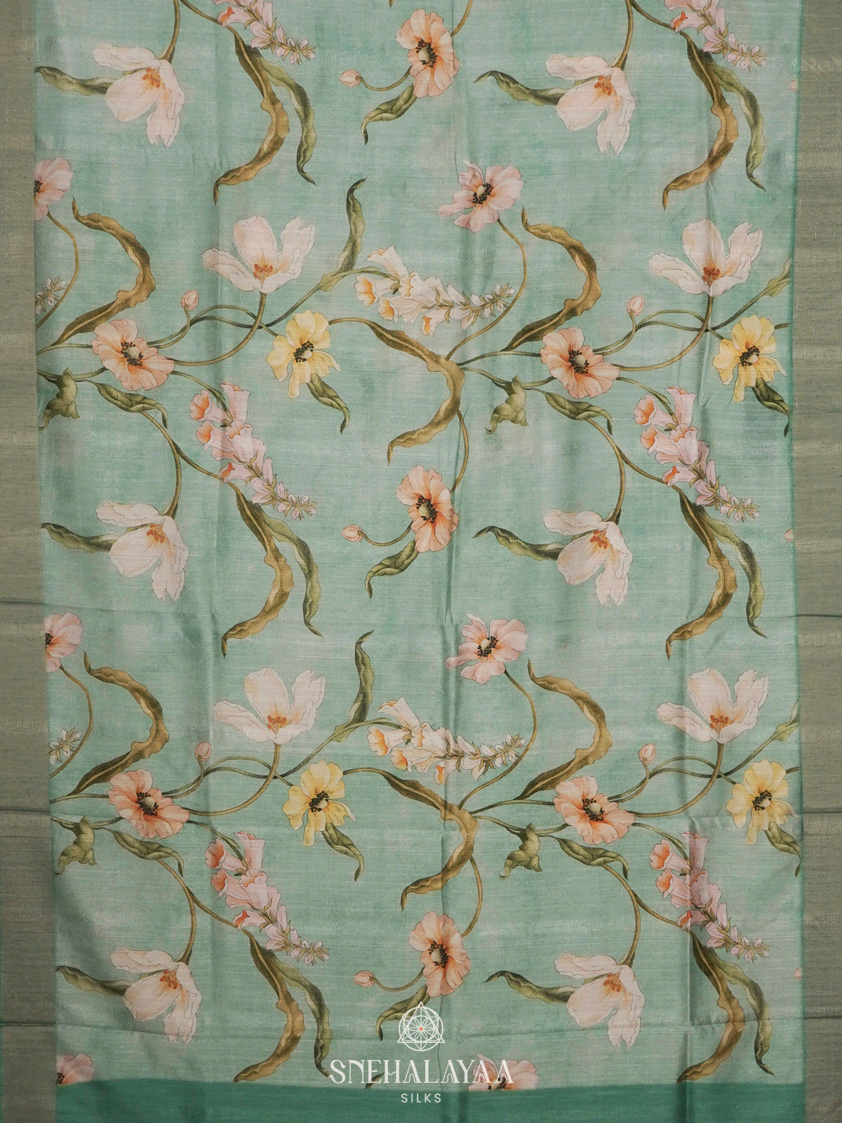 Mint Green Tussar Saree