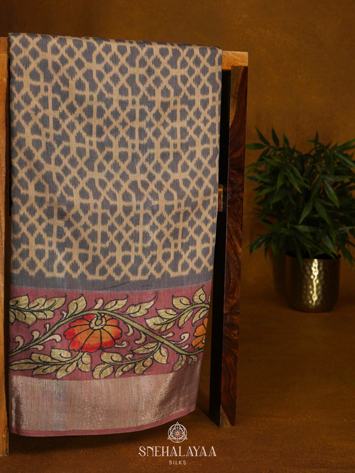 Beige Tussar Saree