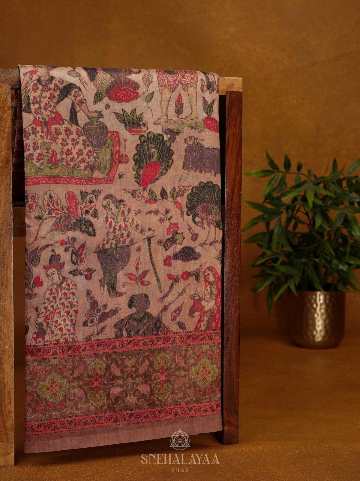Peach Tussar Saree