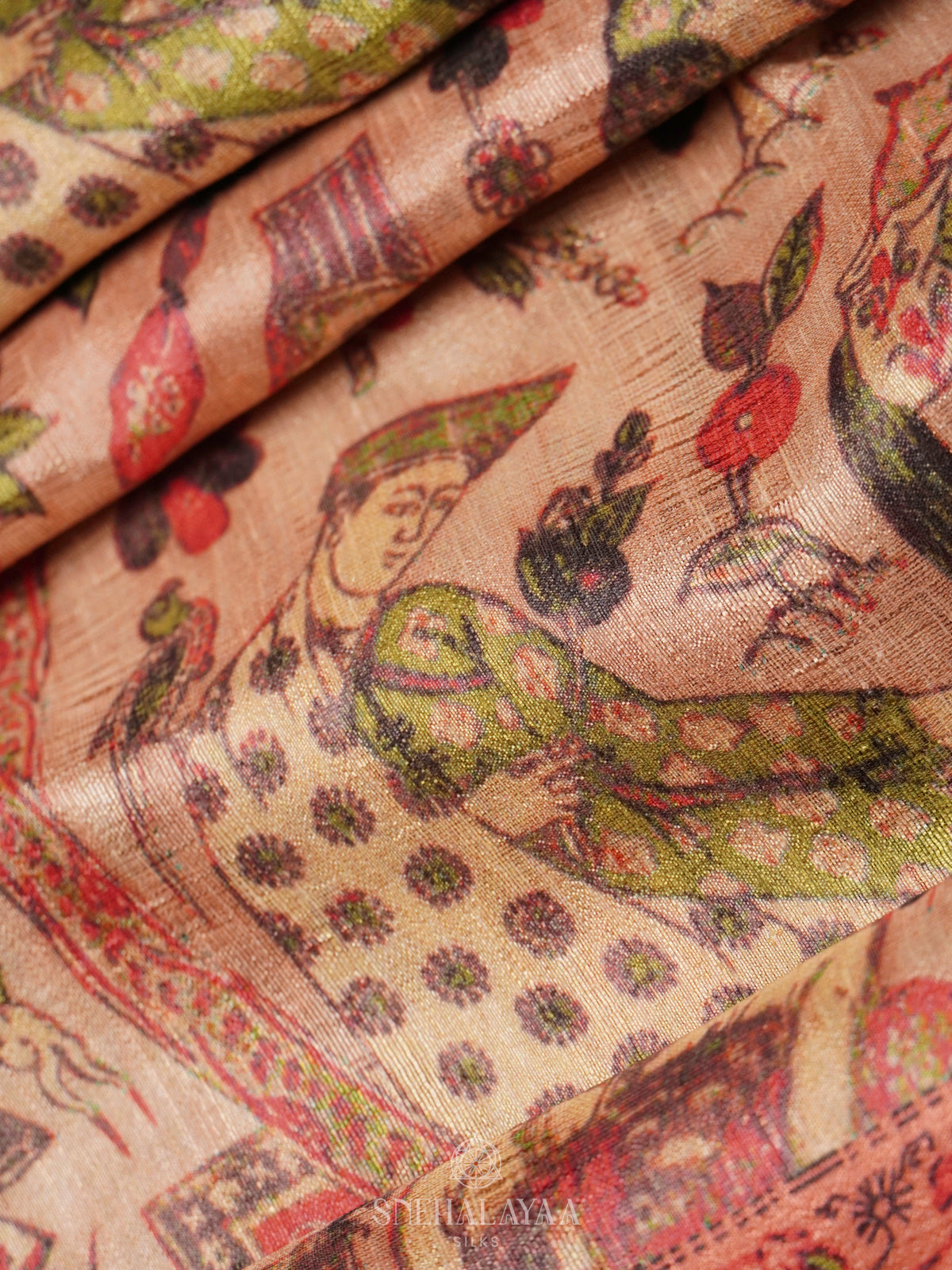 Peach Tussar Saree