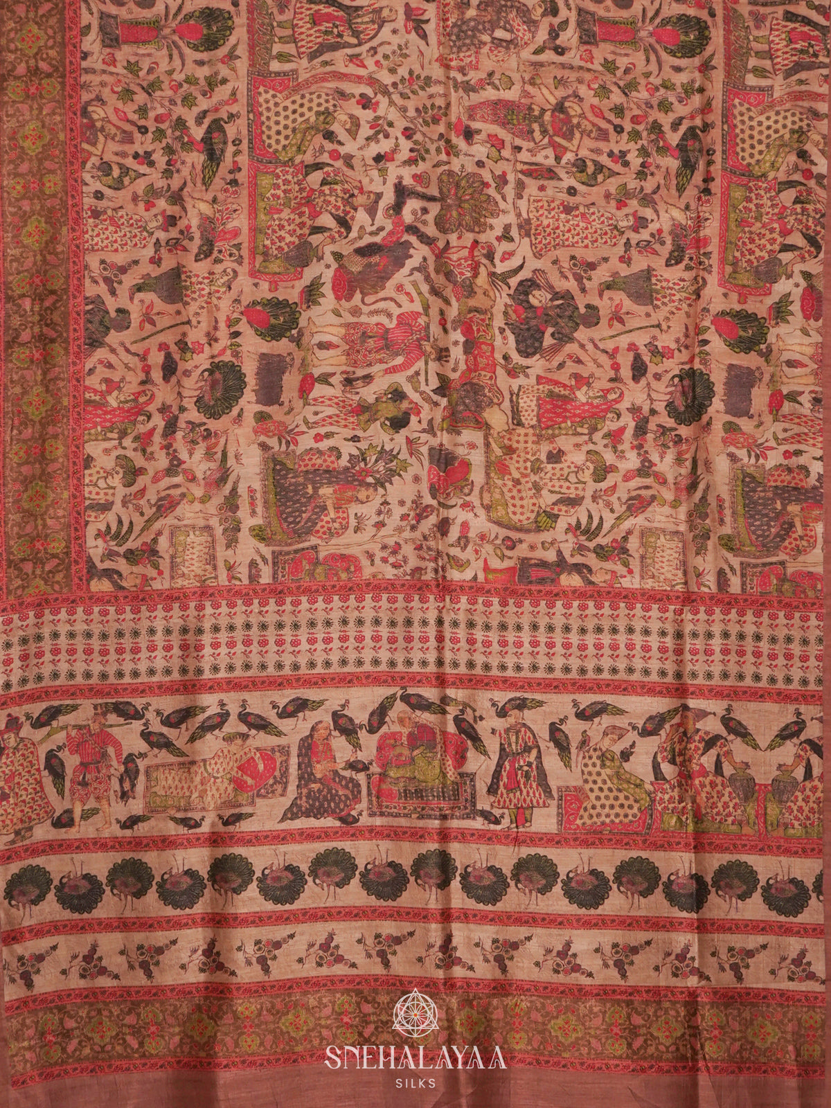 Peach Tussar Saree