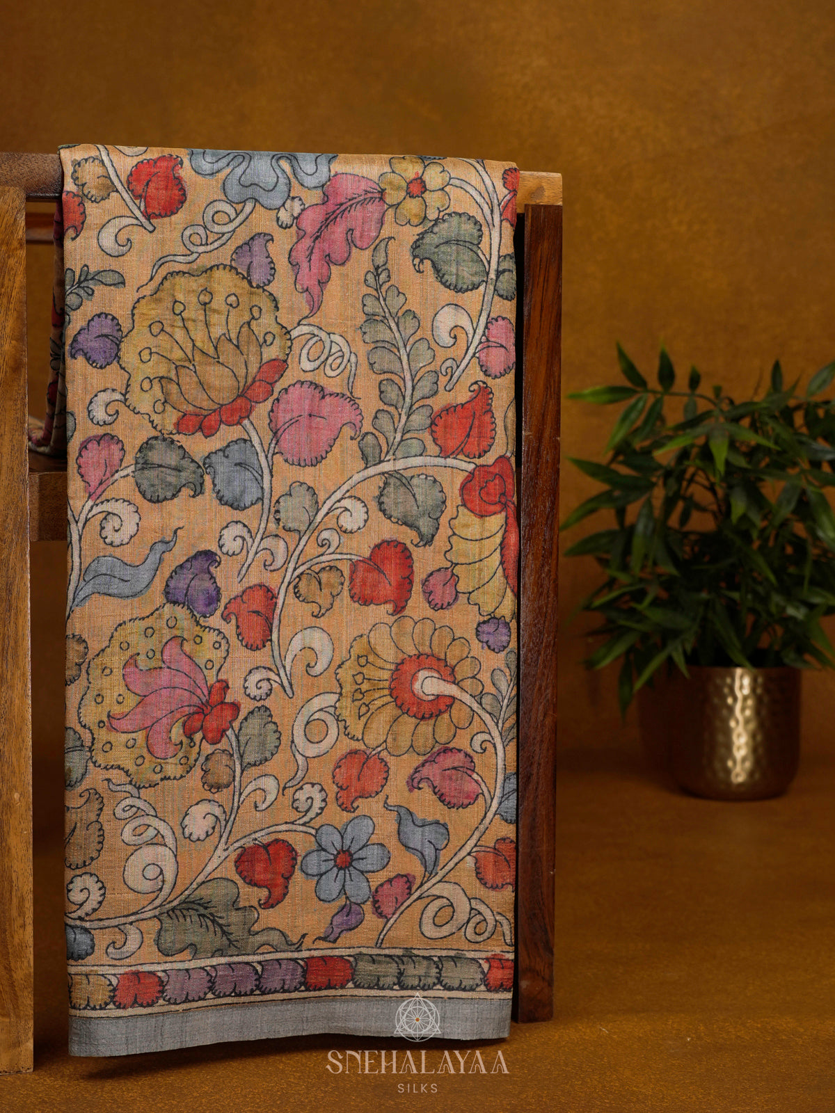 Pale Orange Tussar Saree
