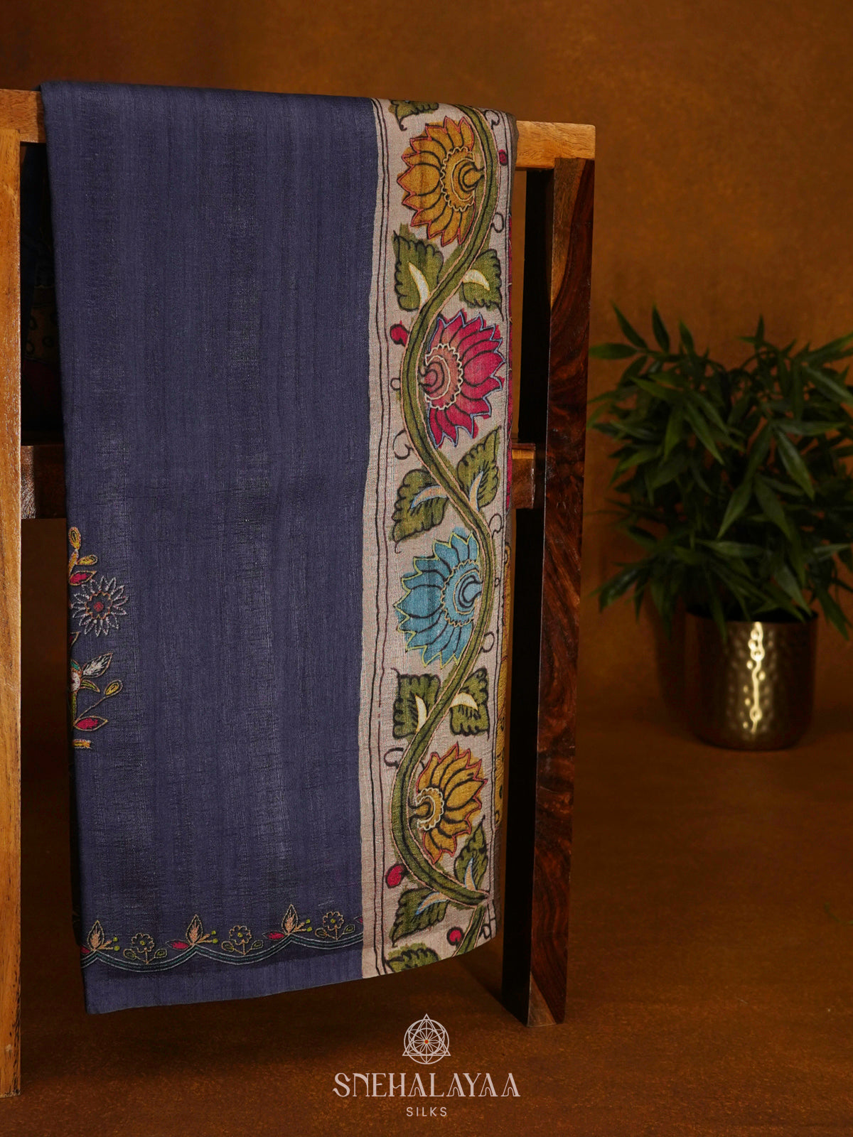 Blue Tussar Saree
