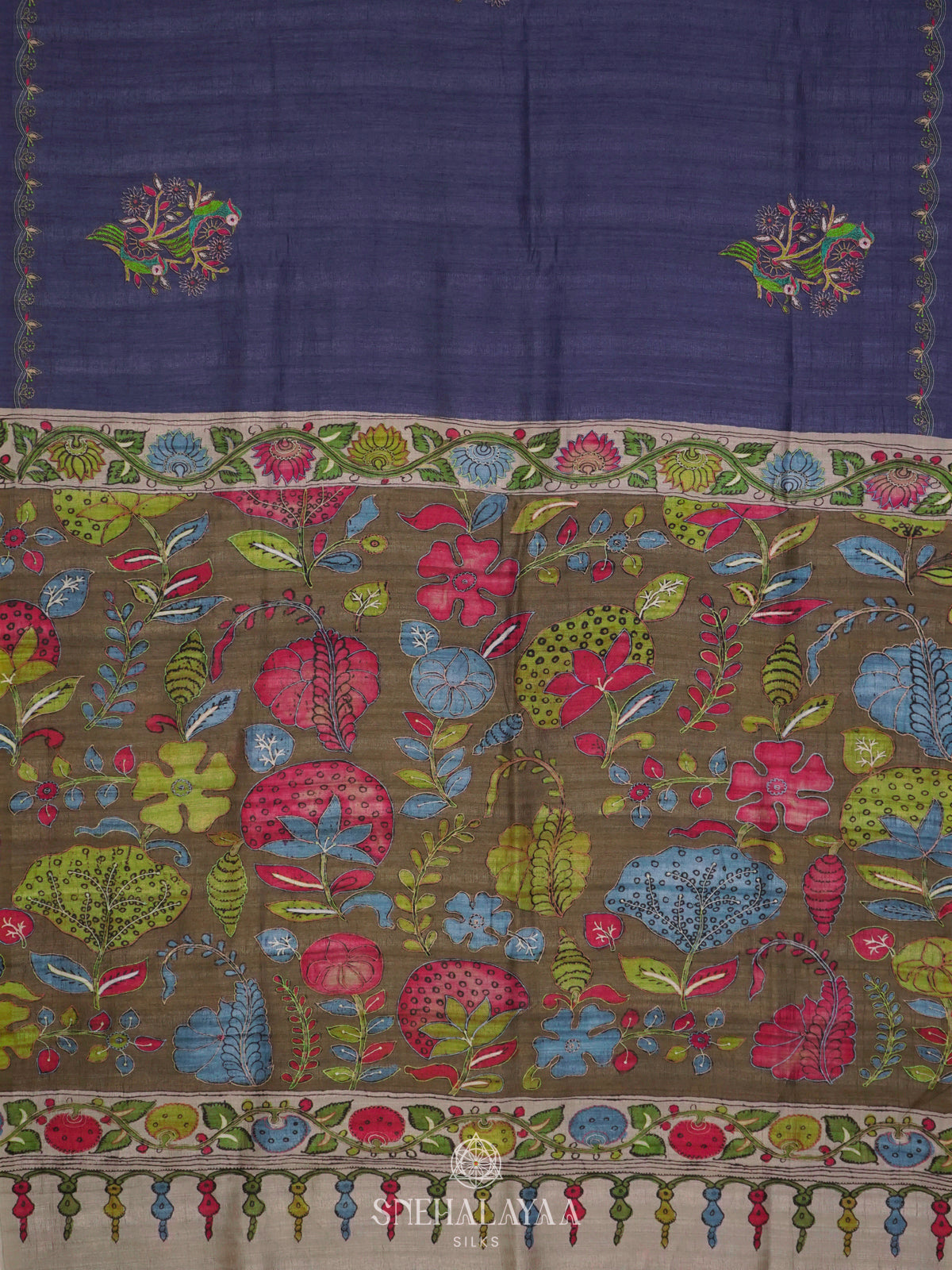 Blue Tussar Saree