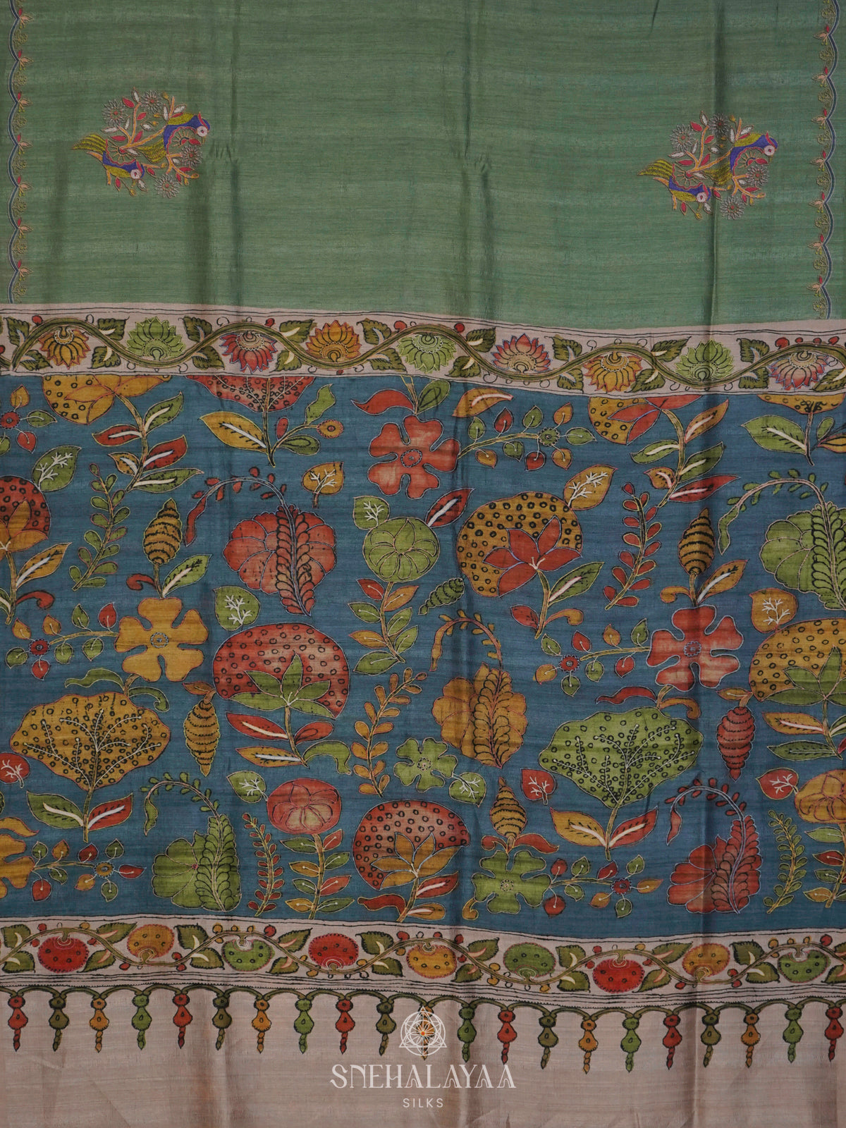 Green Tussar Saree
