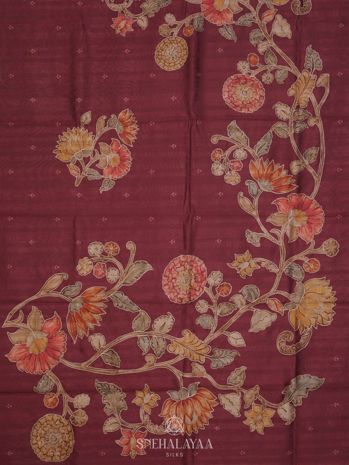 Maroon Tussar Saree