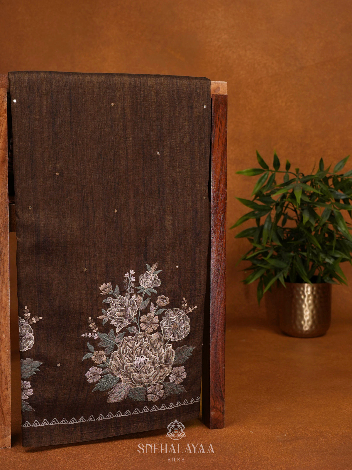 Brown Tussar Saree