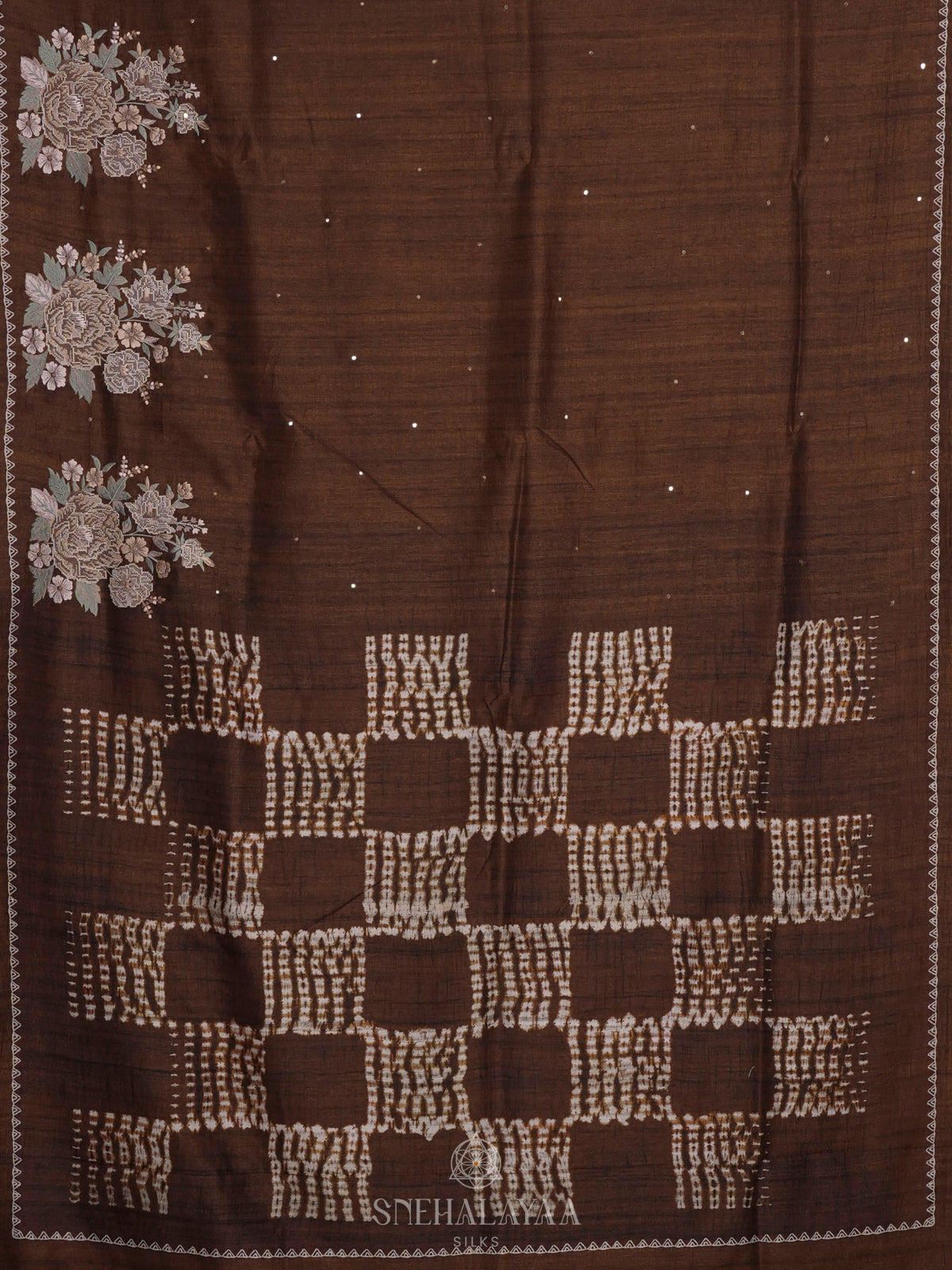Brown Tussar Saree