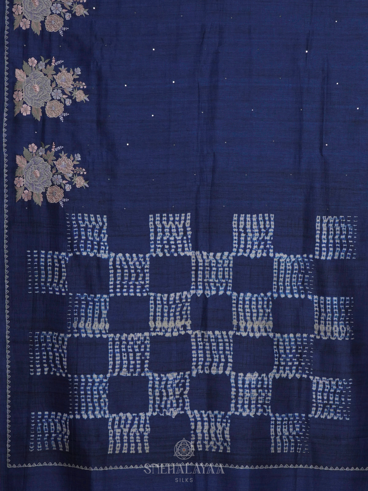 Navy Blue Tussar Saree