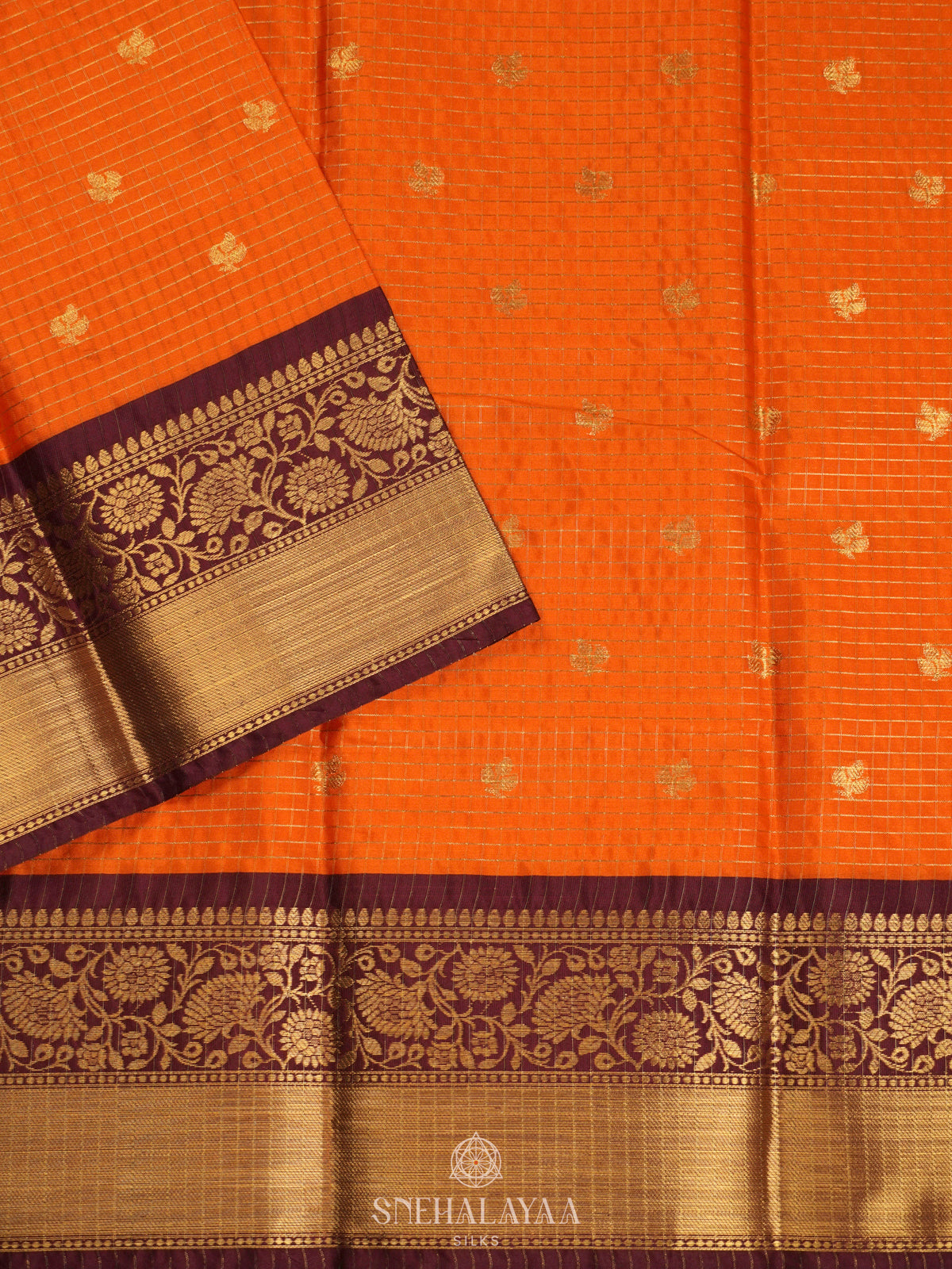 Orange Art Silk Saree
