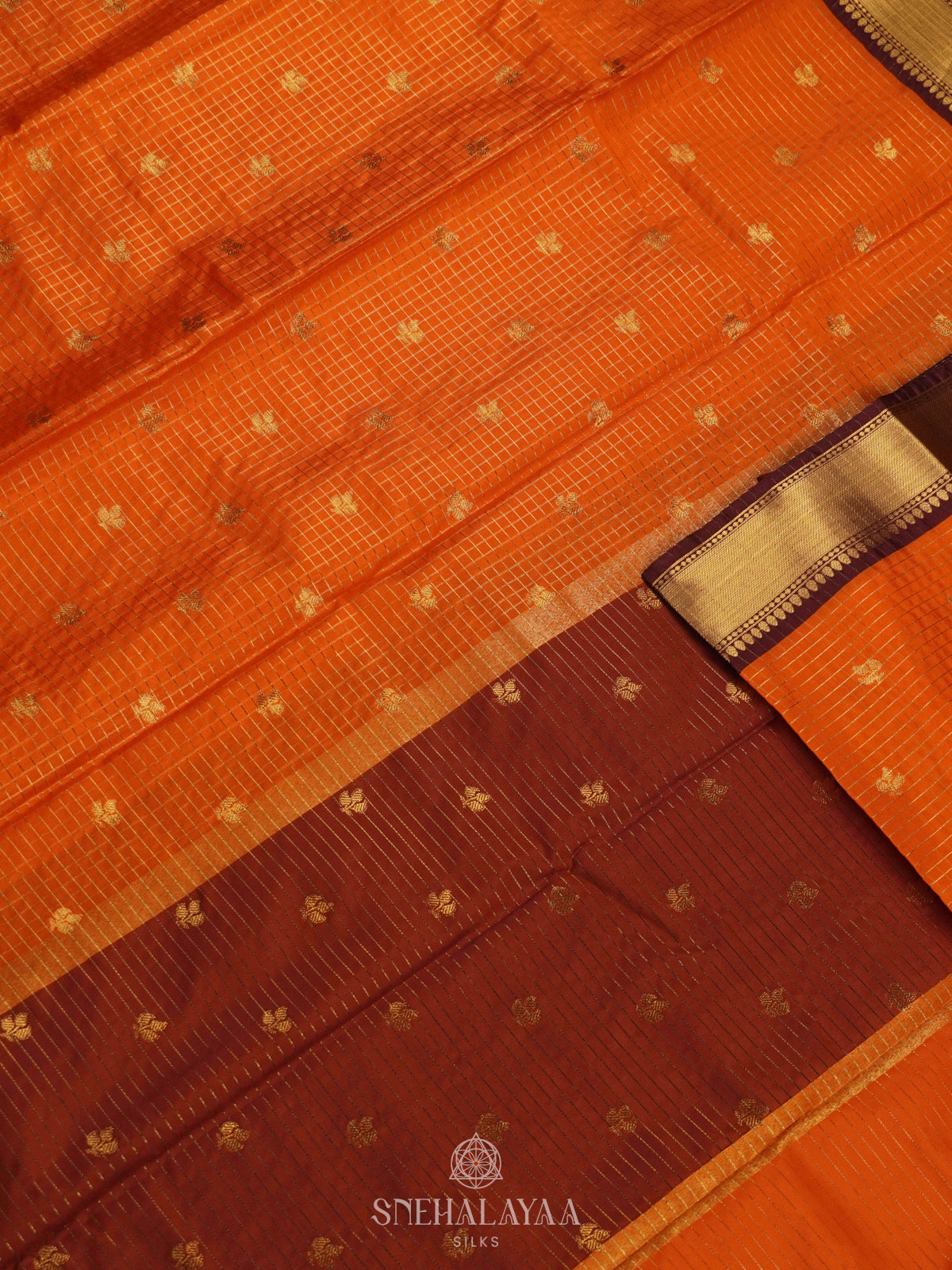 Orange Art Silk Saree
