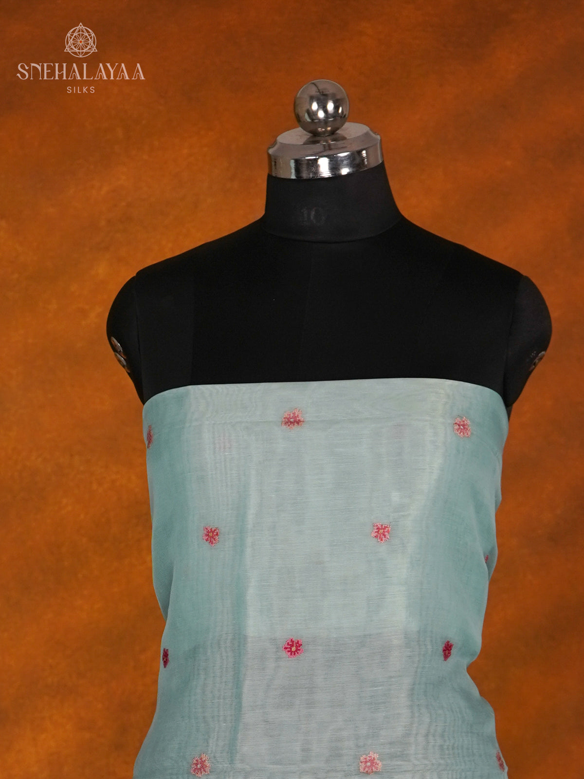 Pale Blue Tussar Silk 3-Piece Salwar Suit Material