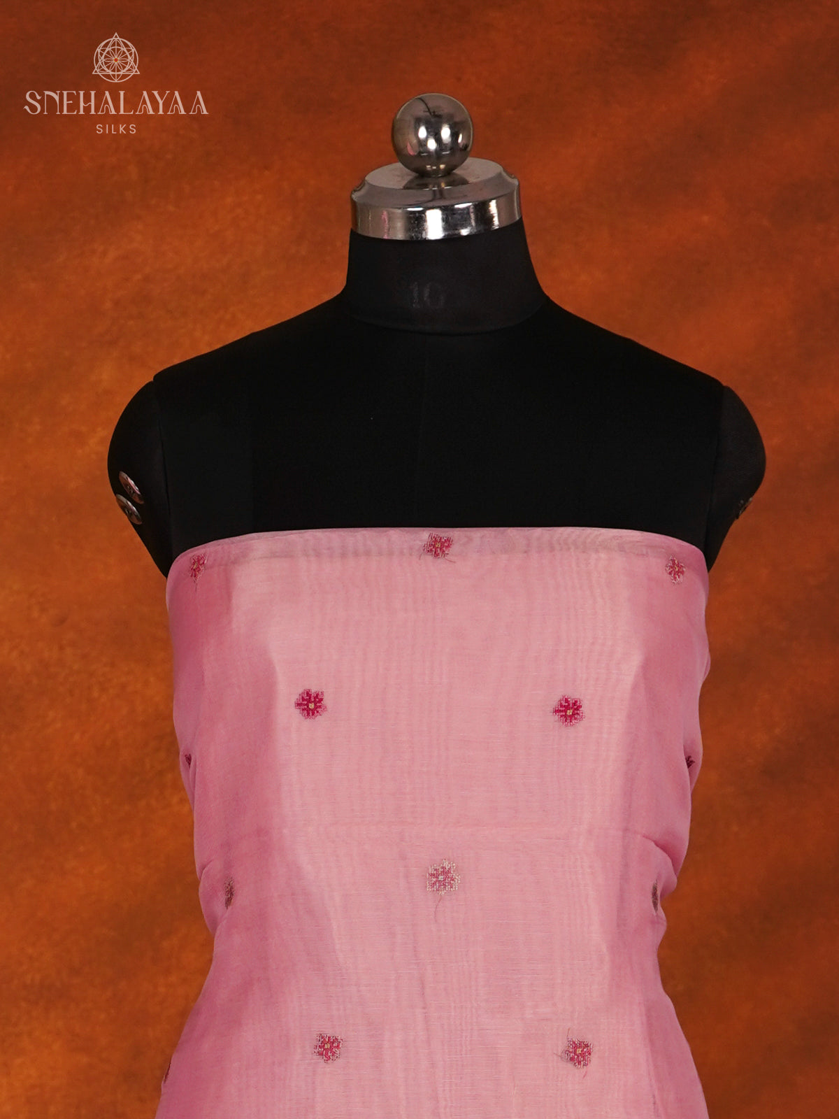 Pale Pink Tussar Silk 3-Piece Salwar Suit Material