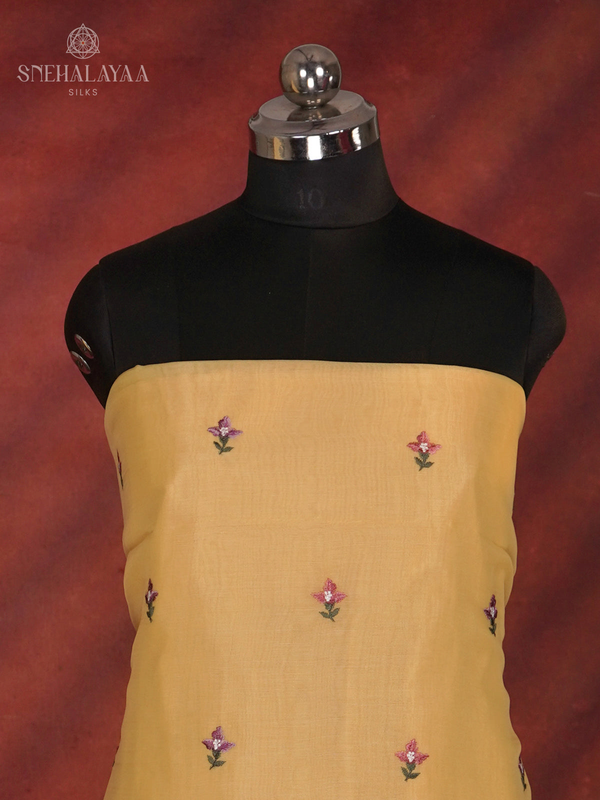 Yellow Tussar Silk 3-Piece Salwar Suit Material