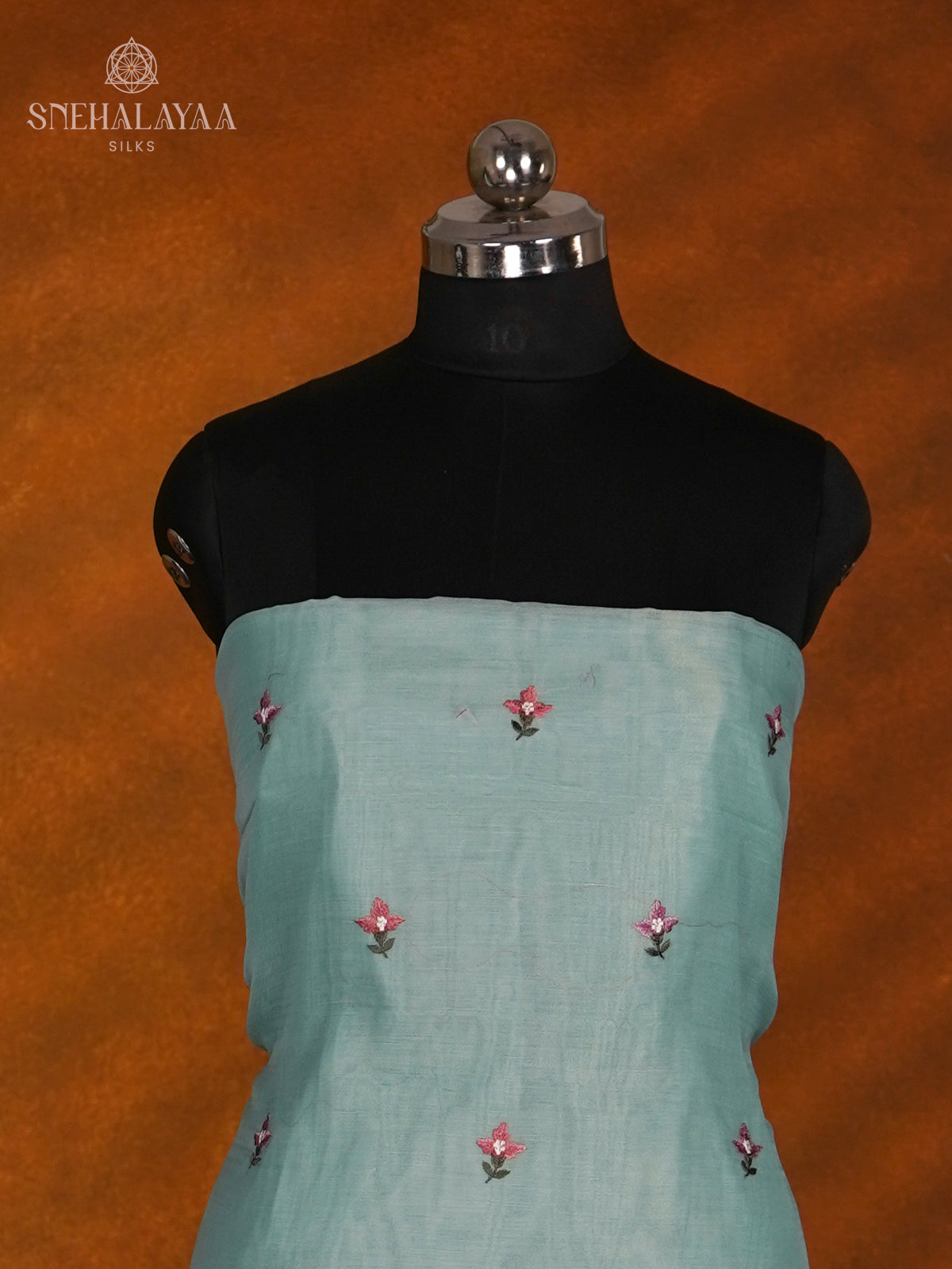 Blue Tussar Silk 3-Piece Salwar Suit Material