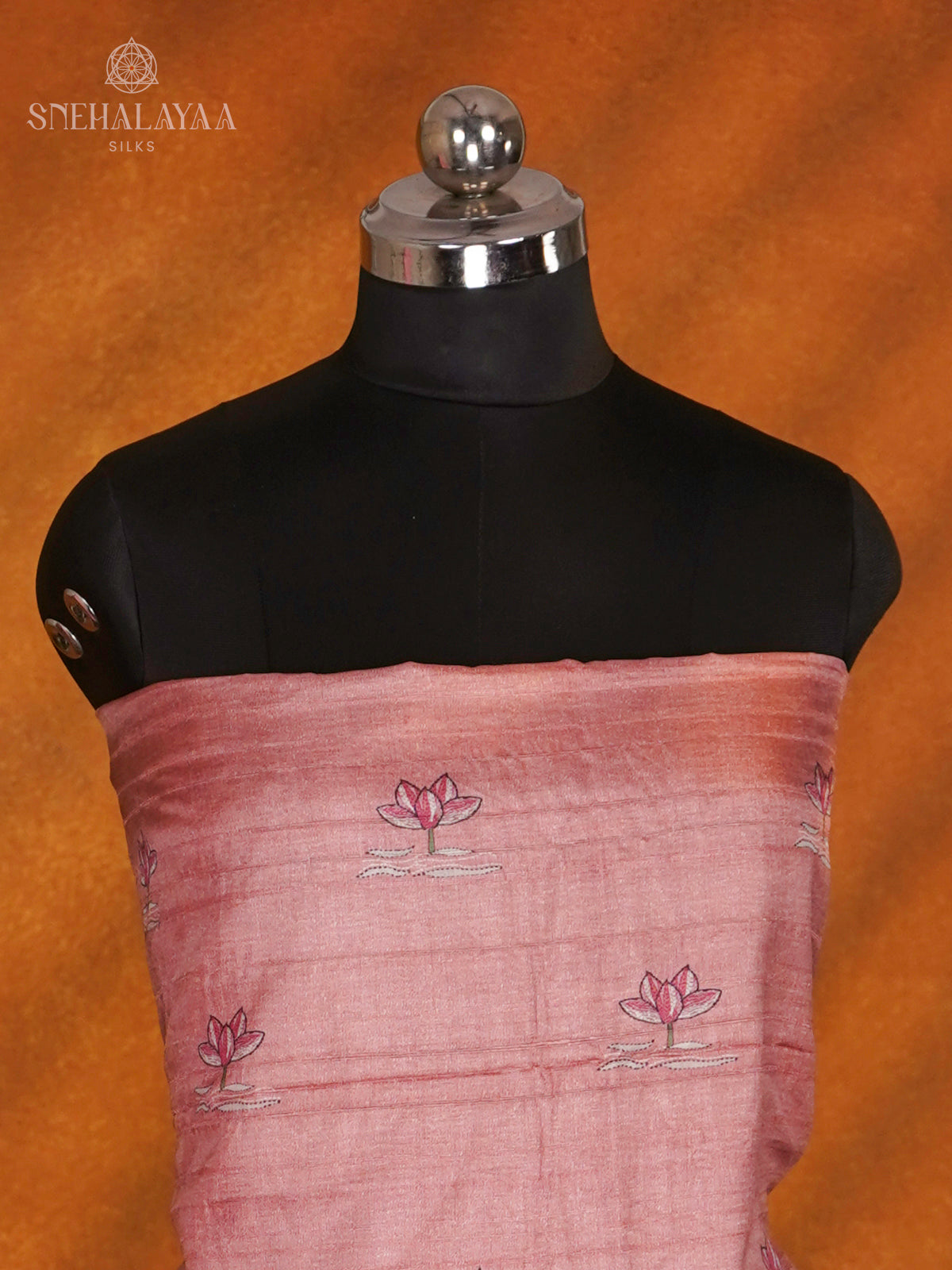 Peach Tussar Silk 3-Piece Salwar Suit Material