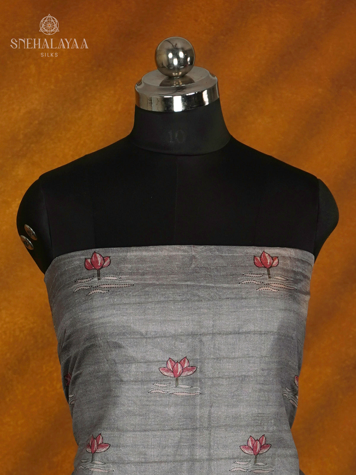 Grey Tussar Silk 3-Piece Salwar Suit Material
