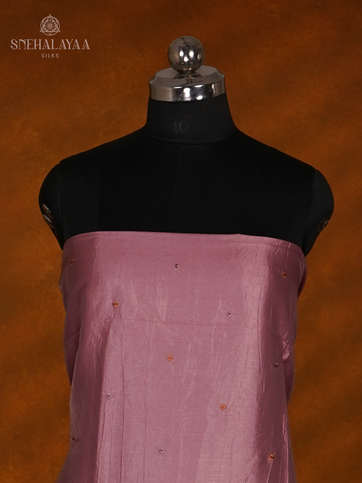 Mauve Pink Tussar Silk 3-Piece Salwar Suit Material