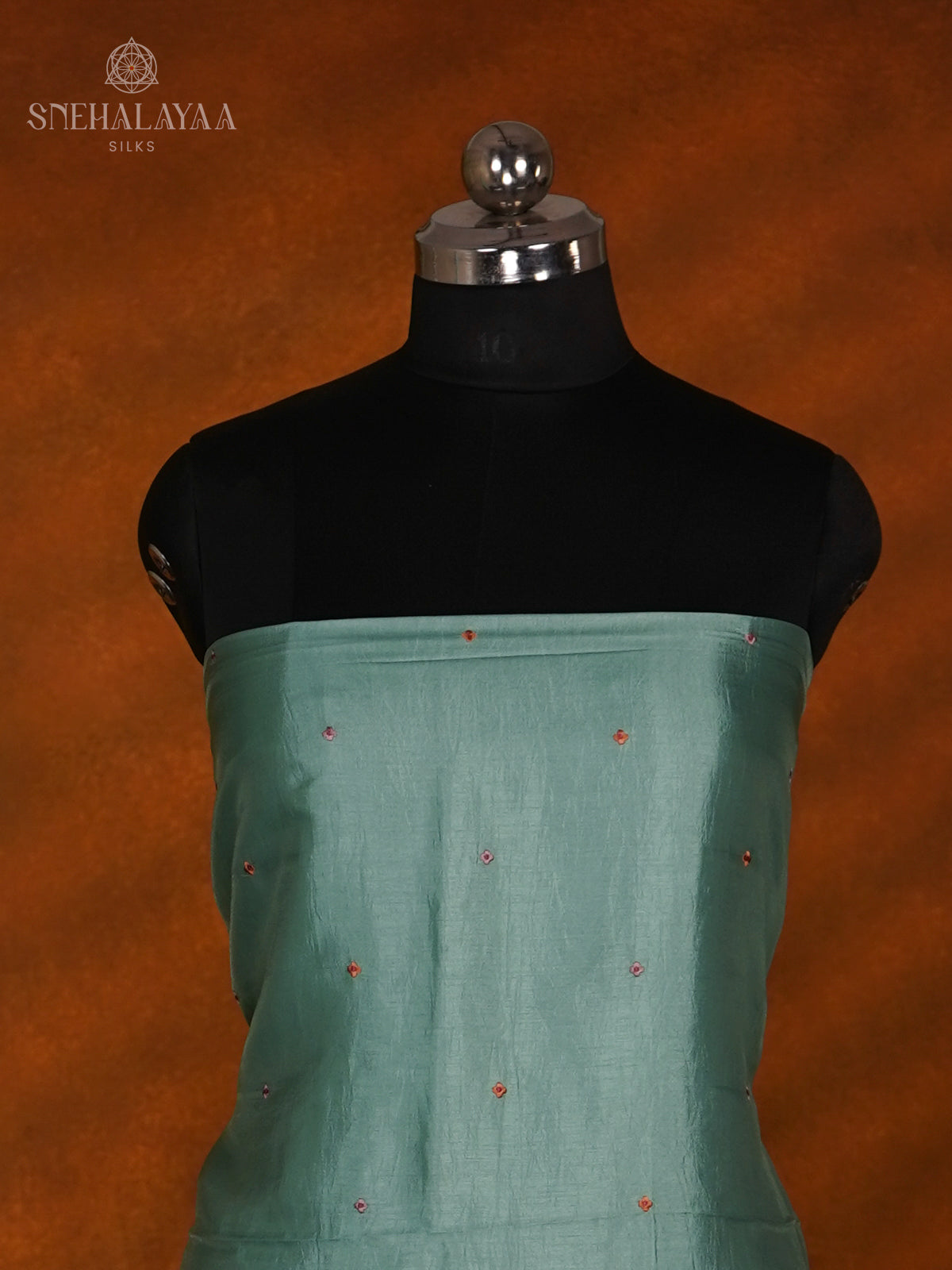 Teal Green Tussar Silk 3-Piece Salwar Suit Material